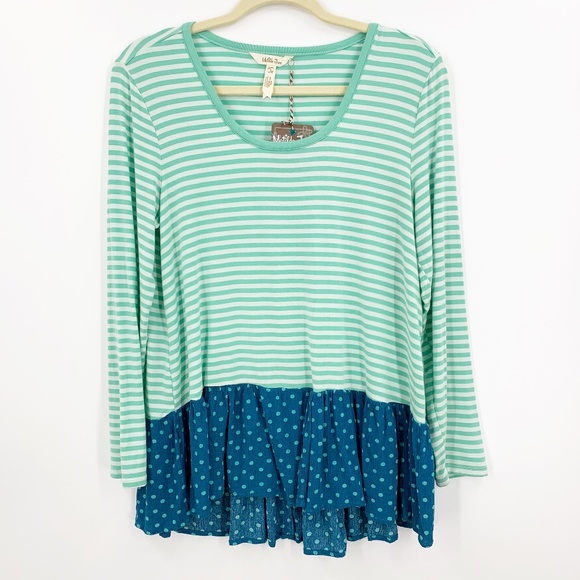 Matilda Jane Tops - Matilda Jane Talk Tomorrow Striped Polka Dot Top Sz S